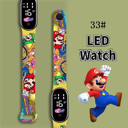 Mario Kids LED Watch Waterproof Touch Digital Bracelet Sports Wristwatch Anime Cartoon Children's Watch For Birthday Gift