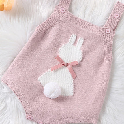 Citgeett Summer Easter Infant Baby Girls Overalls Sleeveless Bunny Print Bow Bodysuit Spring Outfit Clothes
