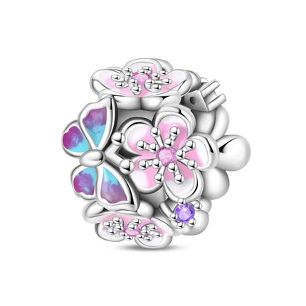 925 Silver Flowers Bouquet Rose Sunflower Blossom Petal Charms Beads Pendant Bracelet Necklace DIY Valentine's Day Gift Jewelry