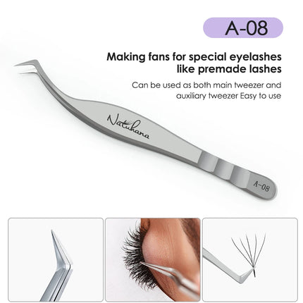 NATUHANA  Eyelash Extensions Tweezers Lash Artists High Precision Stainless Steel Superhard Anti-Static Tweezers Makeup Tools