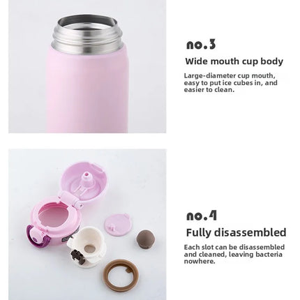 THERMOS Water Bottle 500ml Children Stainless Steel Vacuum Flask Thermal Mug, 6-12H Hot & Cold, Leakproof Coffee Mug for Hiking