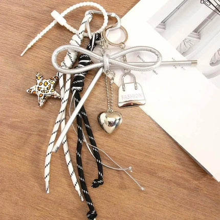 Funny Elegant Starfish Tassel Keychain Alloy Leopard Print Leather Tulip Pendants Cartoon Frog Beaded Bag Pendant Party
