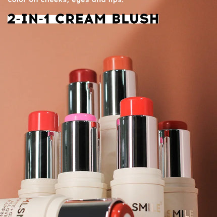 MLSMILE 7 color Shimmer Sandwich Blush Stick Natural Long-lasting Brightening Easy Color Highlighter Stick Two-Color Blush Cream
