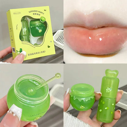 Moisturizing Lip Balm Set Blueberry Peach Light Hydrating Lip Gloss Relieve Dryness and Remove Dead Skin Soothing Tender Lips