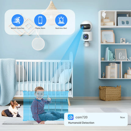 Lenovo 4K PTZ WiFi Camera Dual Lens Home Indoor CCTV Surveillance Camera Auto Tracking Security Protection Smart Baby Monitor