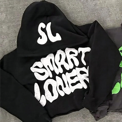 European and American Y2K punk letter foam printed hoodie autumn and winter casual street fashion tops Men's and women's