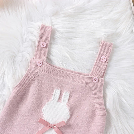 Citgeett Summer Easter Infant Baby Girls Overalls Sleeveless Bunny Print Bow Bodysuit Spring Outfit Clothes