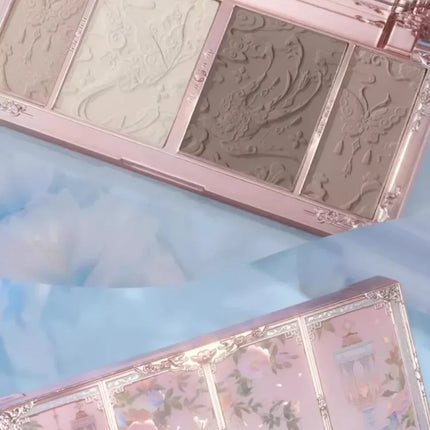 Flower Knows Makeup Butterfly Cloud Collar Collection Embossed Highlight&Contour Palette Face Powder Iluminador Contouring Kit