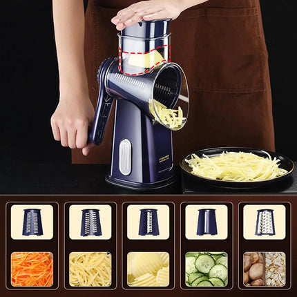 Hand Crank Rotary Vegetable Cutter Multifunctional Drum Slicer Shredder Manual Potato Slicing Dicing Rotary Mandoline Slicer
