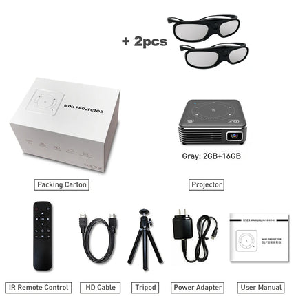 VIVICINE P11 Mini Portable Projector Android 9.0 DLP 4K Support Pocket 3D WiFi BT Battery 1.5H Power Bank Home Theater