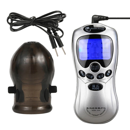 Male Electro Shock Penis Glans Trainer Cock Ring E-stim Orgasm Medical Sleeve Time Delayed Ejaculation Masturbator Sex Toys BDSM