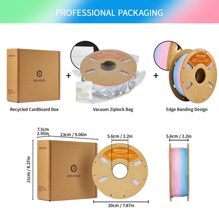 ERYONE 1KG/3K/5KG PLA Matte Gradient Rainbow 3D Printer Filament 1.75 +/- 0.03mm, PLA Matte Multicolor Filament PLA 1KG/3K/5KG