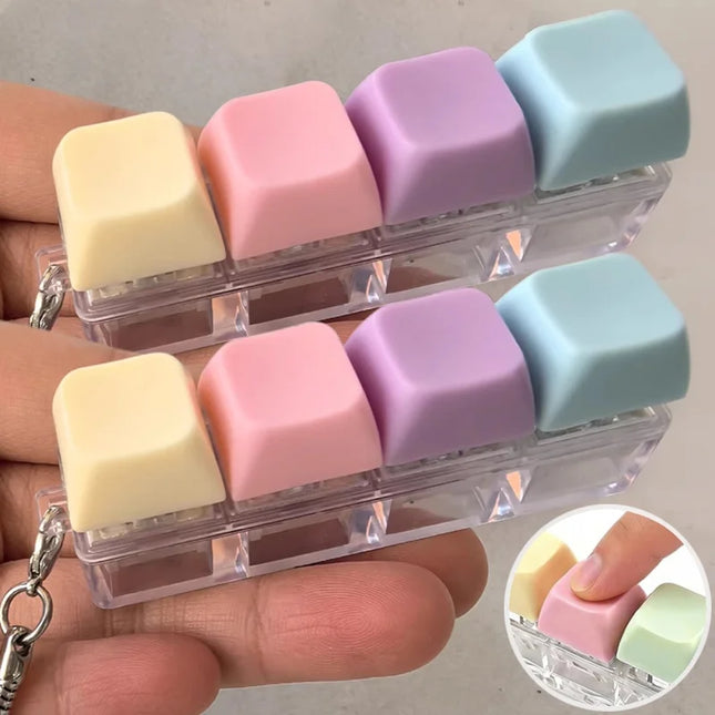 4 Keyboard Finger Keyboard Keycap Stress Relief Fidget Keychain Gadget Key Button Decompression Toy Adult
