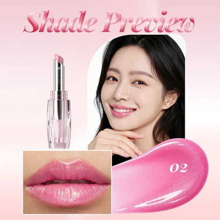 6 Colors Crystal Glossy Lipstick - Moisturizing Tinted Lip Balm,  Shimmer, Transparent Tube, Long-Lasting Hydration,