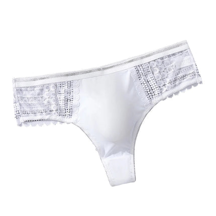 1pc Men's Sexy Lace Briefs Seamless Ice Silk G-String Underwear 3D Bulge Pouch Solid Thong High Elastic Breathable Panties