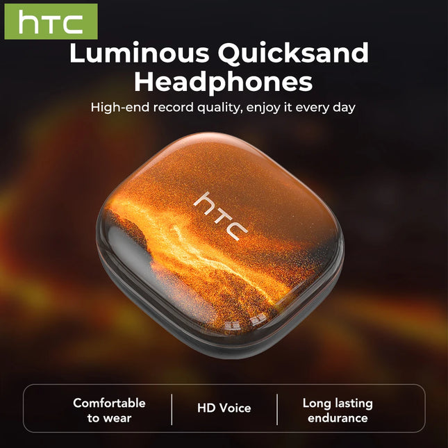 HTC NE10 Bluetooth Earphone Luminous Quicksand Headphones Sport Wireless Headphones Comfort HD Bass AI Translator Earbuds