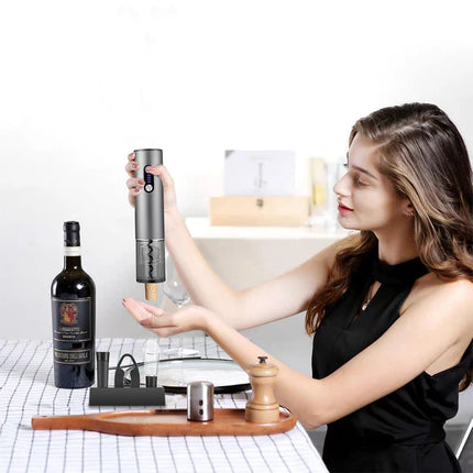 Electric Wine Bottle Opener Rechargeable Electric Wine Corkscrew Automatic Wine Opener with Foil Cutter