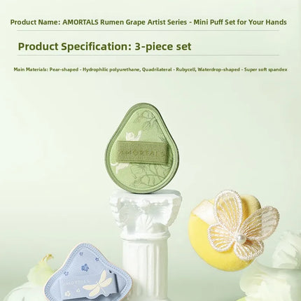 Artist Series Mini Finger Sponge Waterdrop Shape Peach Shape Hydrophilic Polyurethane Dry Sponge for Makeup Application