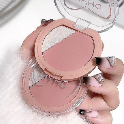 2 Color Blush Matte Shiny Natural Cheek Color Brightening Face Waterproof Facial Contouring Makeup Blusher Powder Rouge Makeup