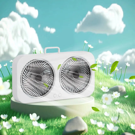 Double Head Portable Fan Two Way Wall Mountable Desktop High Wind Power Fan for Home Office Camping Bedroom Use