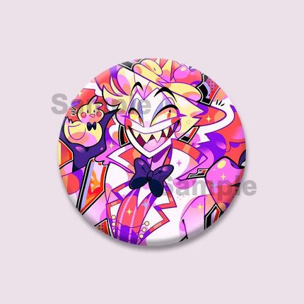 Lucifer Alastor Duckies Soft Button Pins DIY Round Snap-in Brooches Backpack Shirt Accessories  Customize Cartoon Cosplay Badge