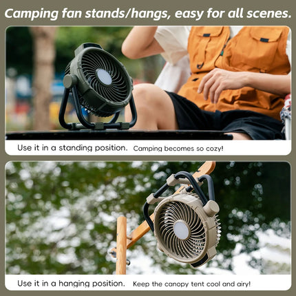 Portable 6 in 1 Outdoor Camping Fan 10000mAh Rechargeable Wireless Tent Ceiling Fan 5 Speed Adjustment Remote Control LED Light