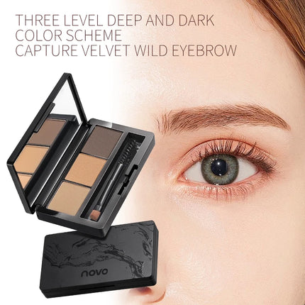 3-Color Eyebrow Powder Palette Set with Applicator Brush, Waterproof and Sweat-Resistant Eyebrow Powder, Long-Lasting