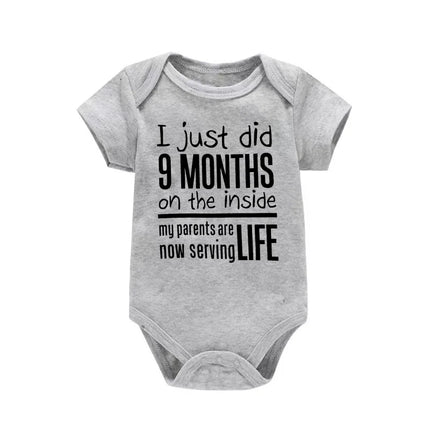 Funny "I Just Did 9 Months" Letter Print Newborn Bodysuit Casual Short Sleeve Jumpsuit Infant Baby Boys Girls Outfit Baby Onesie