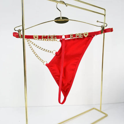 Sexy Custom Crystal Letters Name G-String Waist Chain Women Personalized Body Chain Lace Bikini Thong Beach Custom Jewelry Gift