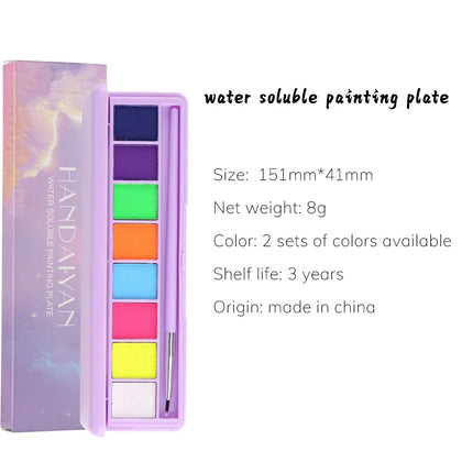 8 Color/box Water Activated Eyeliner Eyeshadow Palette UV Light Neon Reactive Eyeliner Pen Glow In Dark Eye Makeup Pigment Blue