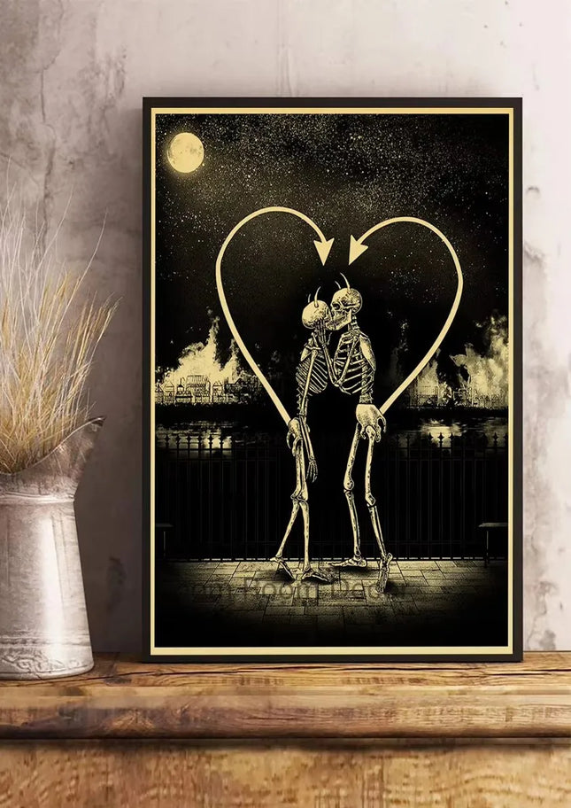 Simple Skull Posters Vintage Kraft Paper Prints Nostalgia Wall Sticker Home Decoration Bedroom Painting Fashion Bedroom Painting