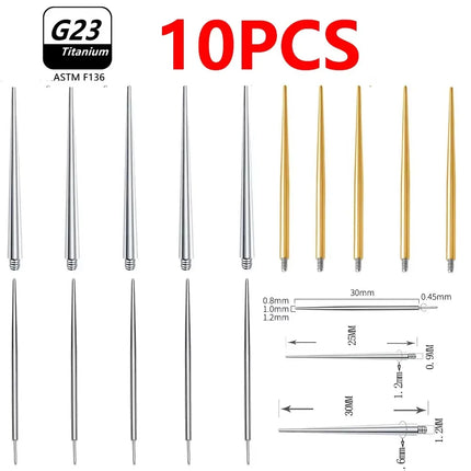 10pcs G23 Titanium Piercing Body Piercing Tool Jewelry Tools Puncture Needle  For Belly Lip Ear Eyebrow Guide Needle Piercing
