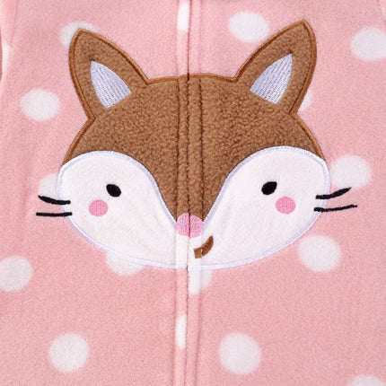 Newborn Baby Rompers Autumn Winter Zipper Fleece Sleepsuit Clothes Cute Fox Animal Footed Warm Baby Pajamas Babe Jumpsuit 0-12M