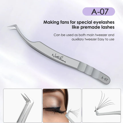 NATUHANA  Eyelash Extensions Tweezers Lash Artists High Precision Stainless Steel Superhard Anti-Static Tweezers Makeup Tools