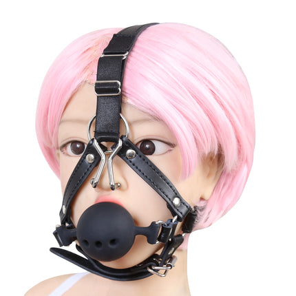 Couples Cosplay Open Mouth Gag BDSM Bondage Restraints Breathable Ring Harness Strap Fetish Silicone Gag Ball Sex Toys For Women