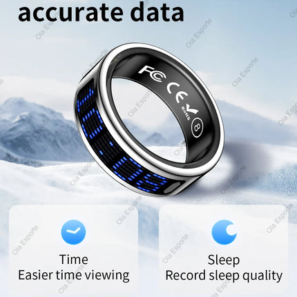 2025 Smart Ring Men Women LED Dynamic Display Screen Heart Rate Blood Oxygen Monitoring 5ATM Waterproof Multi Sports Modes Gifts