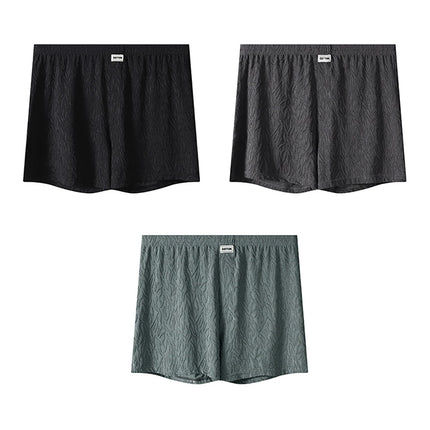1/3PCS Casual Loose Jacquard Knit Men's Short Panties Cool Ice Silk Breathable Men Underwear Comfortable High Elastic Underpants