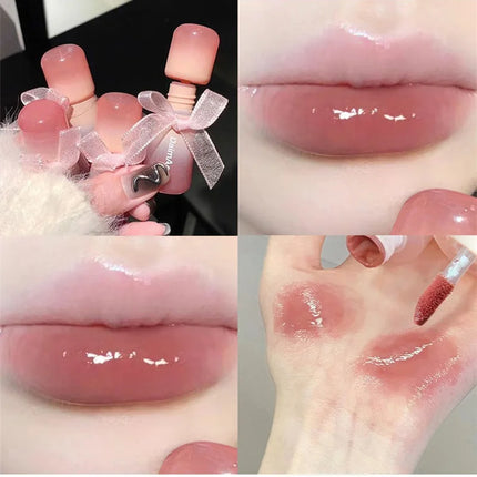 Sweet Lip Gloss Jelly Lip Glaze Moisturizing Lip Tint Mirror Waterproof Non-stick Cup Solid Makeup LipOil Lipstick Cosmetic