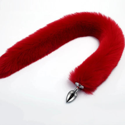 78cm Red Long Fox Tail Anal Plug Metal Butt Plug Prostate Massager Erotic Cosplay Accessories Adult Novelty Sex Toys For Couples