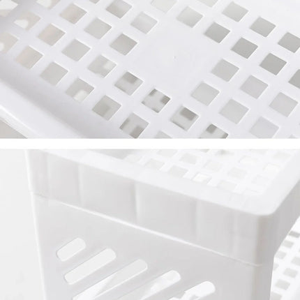 PP Desktop Double Layer Storage Rack Rectangular White Organizing Student Desk Office Cosmetics Stationery Shelf