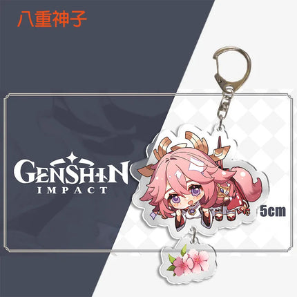Genshin Impact Keychain Pendant ZhongLi Klee Raiden Shogun Xiao Wendi LingHua Car keyring Women Bag Charms Anime Game key chains