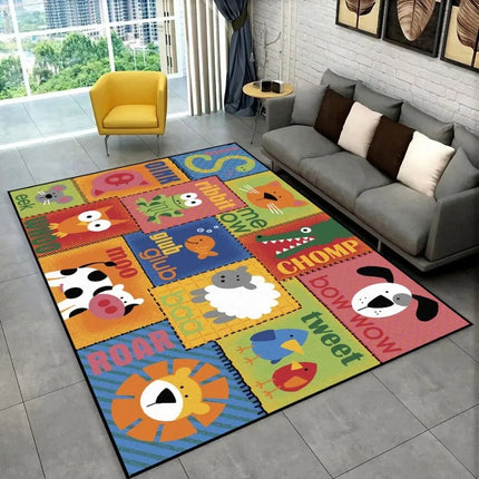 Tapis de sol éducatif ABC Alphabet Tapis de dessin animé pour la salle de jeux ou la chambre d'enfant Tapis antidérapant Décor de salon d'apprentissage précoce