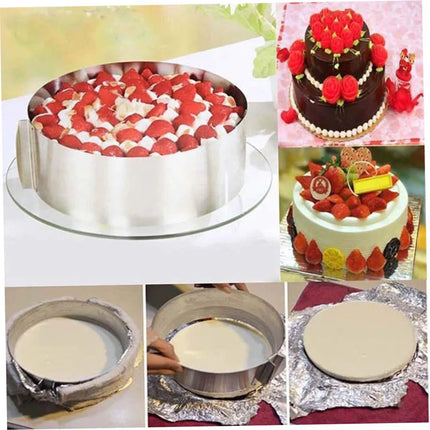 1pc Adjustable Cake Ring Mold Stainless Steel Round Baking Ring Telescopic Mousse Cake Ring Pastry Cooking Supplies Cake Tool