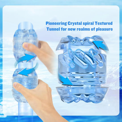 kaifutong Manual Spiral Motion Male Masturbator Sleeve Adult Sex Toys for Men Realistic Pocket Pussy Open Ended Crystal Sex Toy