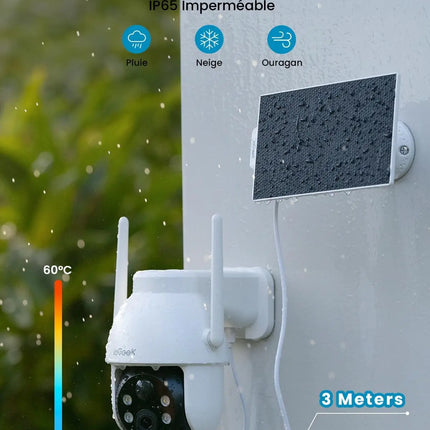 ieGeek 2K 3MP 360° PTZ HD Outdoor Solar Surveillance Camera,  Outdoor Battery  with PIR Motion Sensor, Colour Night Vision