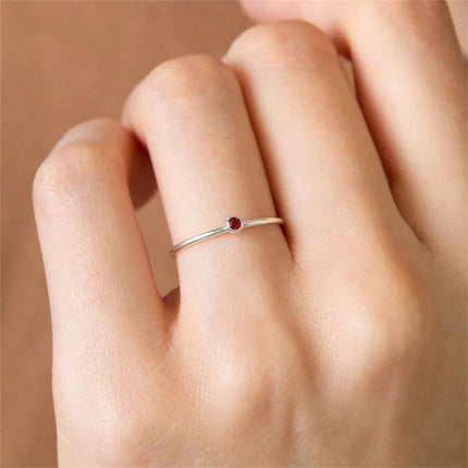 eManco Stainless Steel Birthstone Ring  Gold Color Simple Fashion Style For Women Festival Party Gift