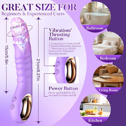 AIERLE Thrusting Vibrator G Spot Anal Dildo with 10 Vibrating 10 Thrusting Liquid Silicone Vaginal Massage Clitoris Stimulator