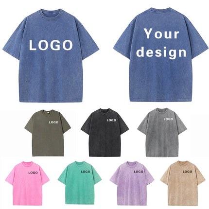 Summer 230g Retro Heavyweight Pure Cotton Round Neck T-shirt Custom Washed Loose Short Sleeved Oversize Men Top
