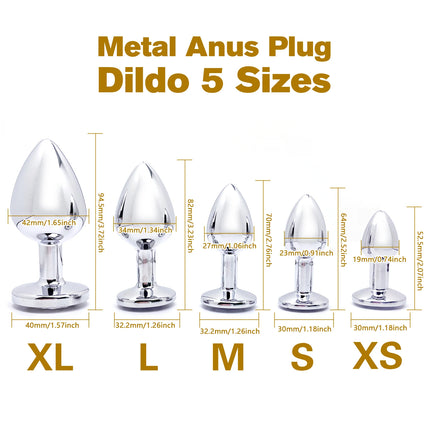 5 Size butt plug Metal anal plug Jewelry base beginner to expert G-point massage dildos adult women toys adult men toys
