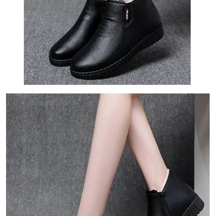 Thickened Warm Cotton Shoes for Middle-Aged And Elderly Women Winter Mom Shoes Fleece-Lined Anti-Slip Flat Bottom Soft Bottom...